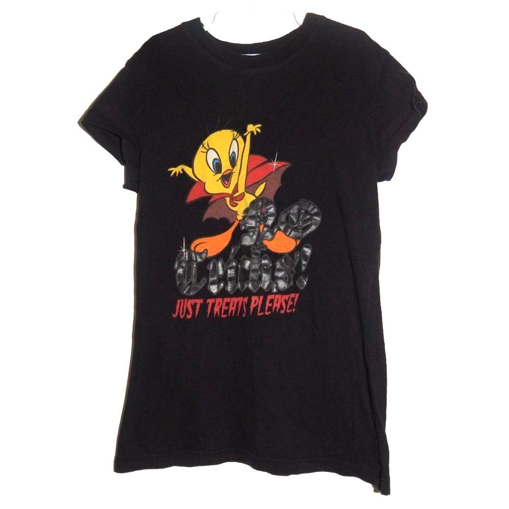 Looney Tunes Women’s Junior’s Small Black Tweety Bird Halloween Graphic Tee